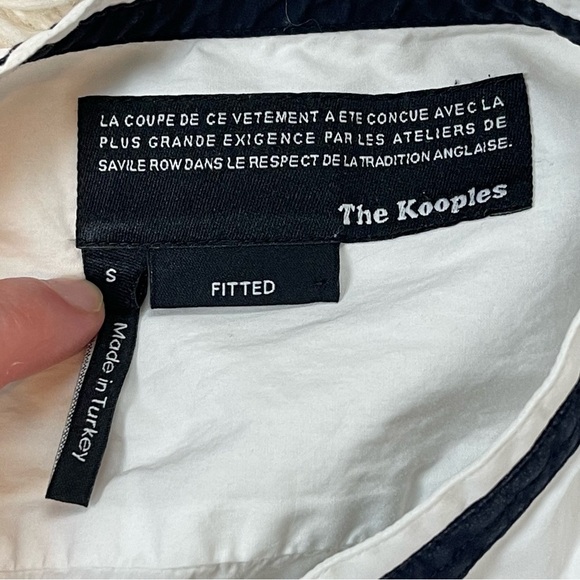 The Kooples white shirt button up mock black neck fitted cotton size S - Picture 8 of 9